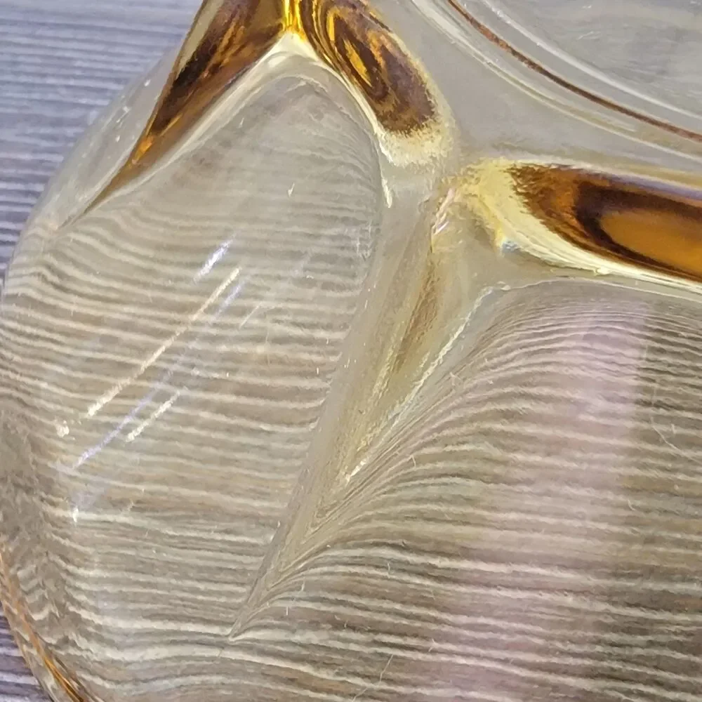 VTG Anchor Hocking Chip Dip Set Yellow Bowl Dish Honey Gold Retro Glass MCM